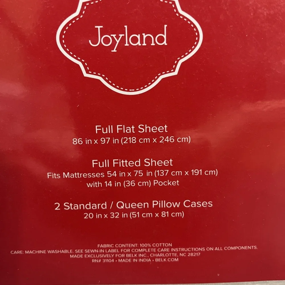 Joyland Flannel Full Sheet Set Red Truck W/Christmas Tree New Two Pillowcases